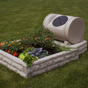 Garden Wizard Raised Bed Garden Hybrid Sandstone in a yard