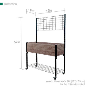 Elevated Mobile Planter with Trellis & Under Shelf Dimensions