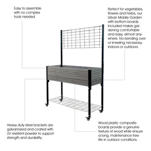 Elevated Mobile Planter with Trellis & Under Shelf Description