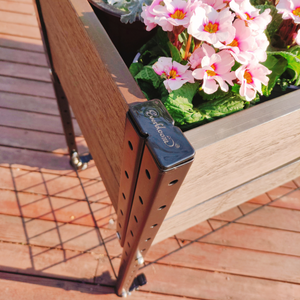 Elevated Mobile Planter with Trellis & Under Shelf 