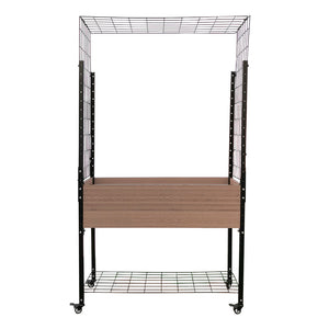 Elevated Mobile Planter with Trellis Arch & Under Shelf 