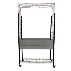 Elevated Mobile Planter with Trellis Arch & Under Shelf 