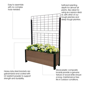 Footed Trough Planter with Trellis Description