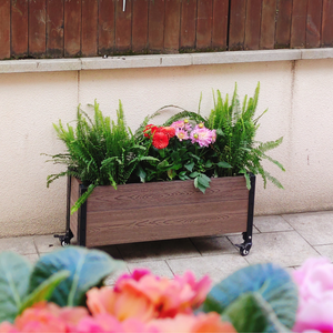 Trough Planter with Wheels on Patio
