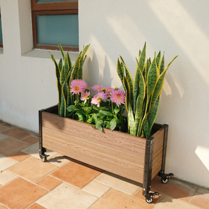 Trough Planter with Wheels on Patio