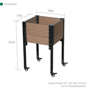 Elevated Corner Planter with Wheels Dimensions