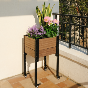 Elevated Corner Planter with Wheels 