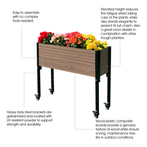 Elevated Trough Planter with Wheels Descriptions