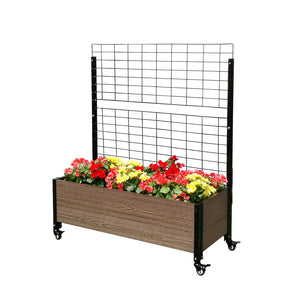 Deckside Planter with Wheels & Trellis 