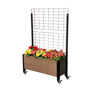 Trough Planter with Wheels & Trellis 