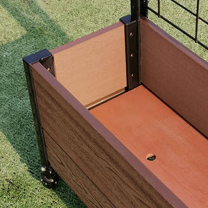 Trough Planter with Wheels & Trellis 