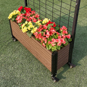 Trough Planter with Wheels & Trellis 