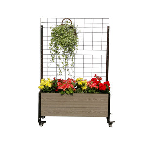 Trough Planter with Wheels & Trellis 
