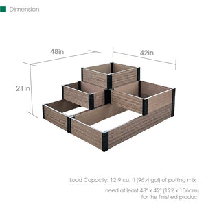 Corner & Terraced Raised Garden Bed Set B Dimensions