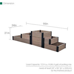 Corner & Terraced Raised Garden Bed Set B Dimensions