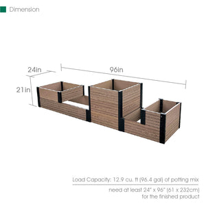 Corner & Terraced Raised Garden Bed Set B Dimensions 