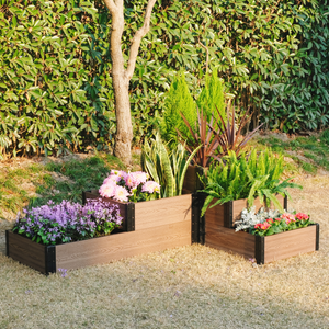 Corner & Terraced Raised Garden Bed Set B in garden