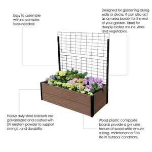 Wallside Raised Garden Bed with Trellis Descriptions