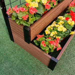 Cascade Raised Garden Bed with Trellis and flowers