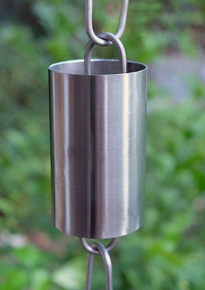 Kenchiku Rain Chain in Stainless Steel cylinder cup