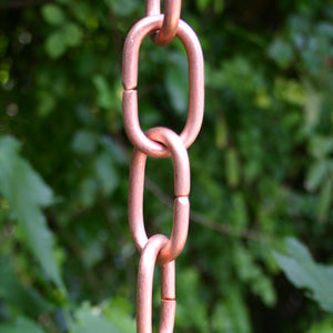 Closeup of Large Copper Link Rain Chain