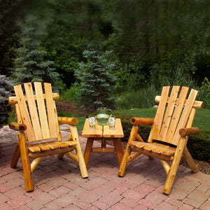 Rustic outdoor wooden lawn chair set
