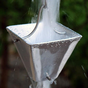 Medium Square Cups Rain Chain in Aluminum close up