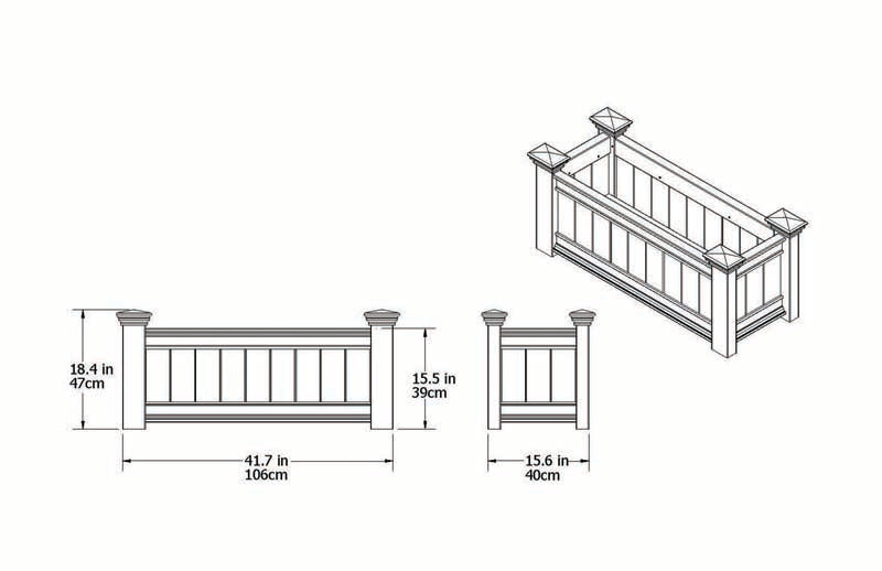 Windsor Long Planter Box dimensions 