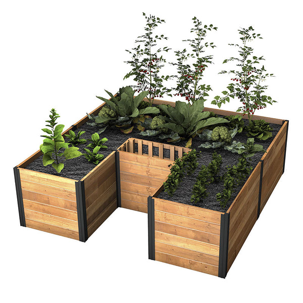 Mezza 6x6 Keyhole Composting Garden | Large Cedar Garden Bed