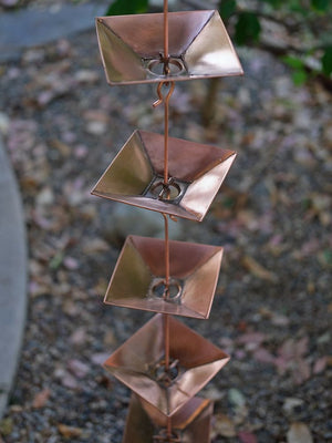 view of the top of the Pagoda Cups Rain Chain 