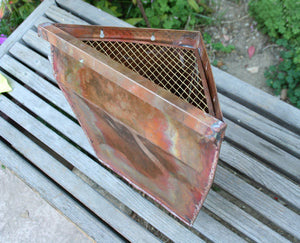 Corner copper Leaderhead for Rain Chains with debris filter