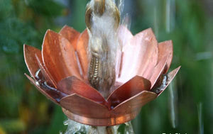 Double Lotus copper flower Rain Chain with water flowing through cups