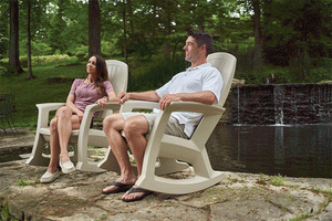 Rockaway Heavy Duty All-Weather Outdoor Rocking Chair near pond