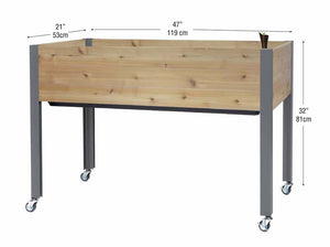 Self-Watering Elevated Cedar Planter (21" x 47" x 32") dimensions