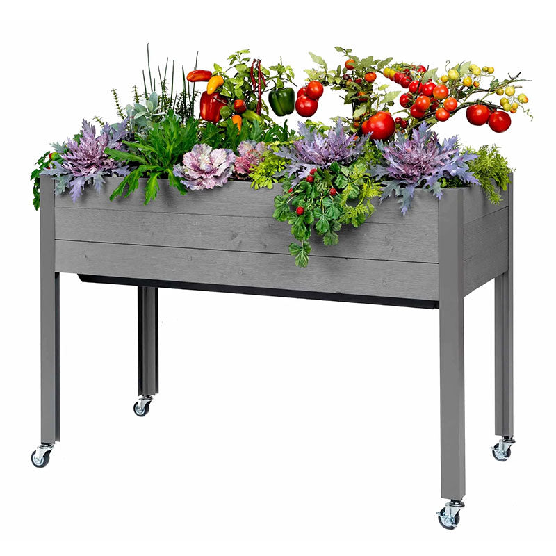 elevated planter self watering Self-Watering Elevated Spruce Planter (21" x 47" x 32"H) + Casters