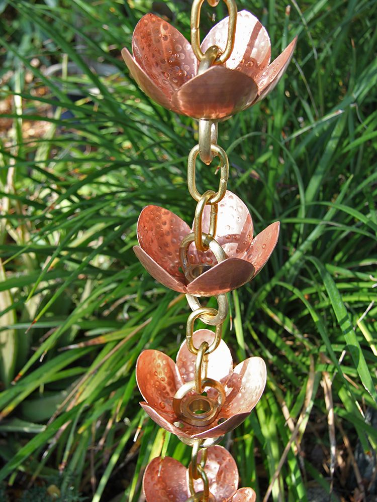 Califlower Rope Chain Tara Flower Rain Chain | Copper Cup Style Rain Chain – Free Shipping