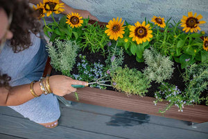 Urbana 38x15 Greens Elevated Garden espresso with flowers