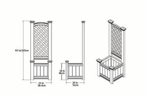 Kensington Planter with Trellis dimensions