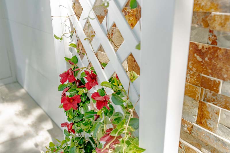 Kensington Planter with Trellis with flowers