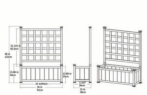Huron Planter with Trellis dimensions