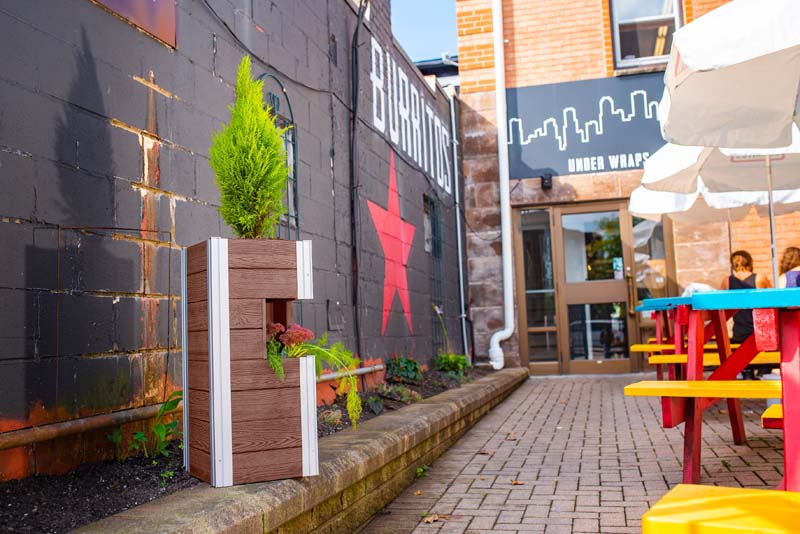 Urbana Pillar Planter at restraunt
