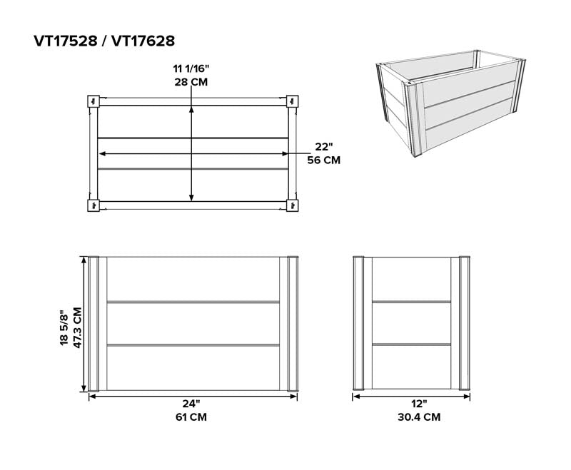 Urbana 12x24 Planter dimensions
