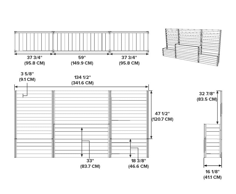 Urbana Parklette Combo With Trellis dimensions 