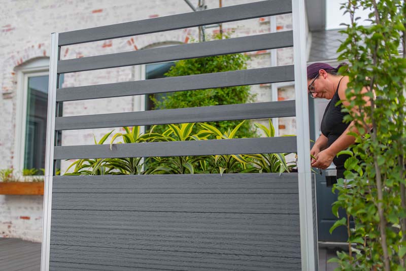 urbana composite planter box with trellis Urbana Large Parklette with Trellis Slate Gray