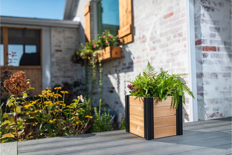 Mezza 12” Cube Planter on patio