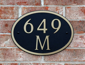 Custom address plaque on brick