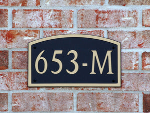 Custom address plaque on brick