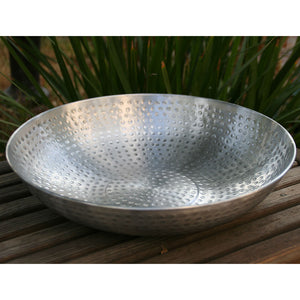 Hand Hammered Aluminum Dish for garden