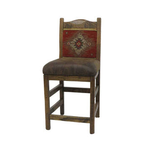 Barnwood Bar Stool with Upholstered Back & Seat