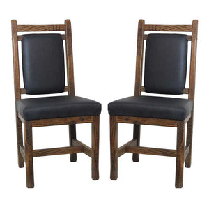 Barnwood Dining Chairs Leather Back & Seat - Set of 2